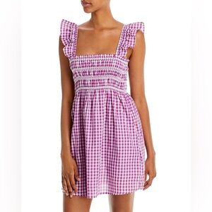 FRENCH CONNECTION Adalhia Smocked Gingham Mini Dress Medium